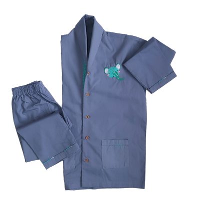 Loungewear - Dumbo dreams - Shawl Collar - Blue (Plain Bottom & Top with Embroidery)