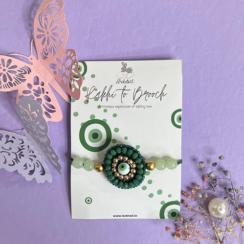 EVERGREEN SHEILD (GREEN EVIL EYE RAKHI + BROOCH) - Image 2