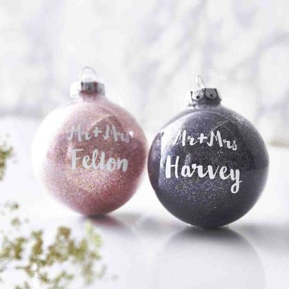 GLITTER BAUBLE WITH BOW - LIGHT BLUE - Image 3
