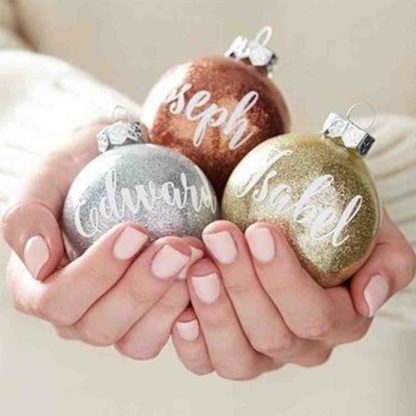 GLITTER BAUBLE WITH BOW - ROSE GOLD - Image 4