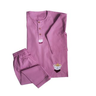 Loungewear - Mouse Mania - Round Neck- Purple (Plain Bottom & Top with Embroidery)