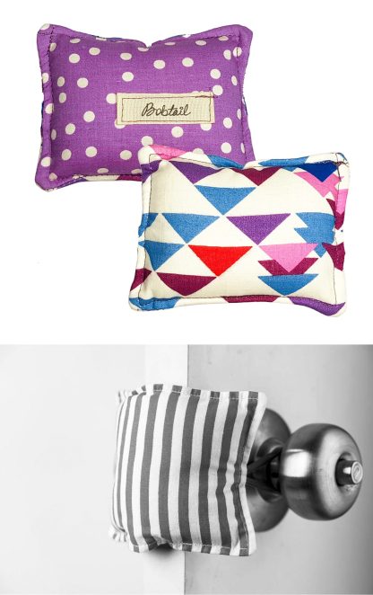 THE CUSHY DOOR CLOSER - PURPLE POLKA WITH TRIANGLES