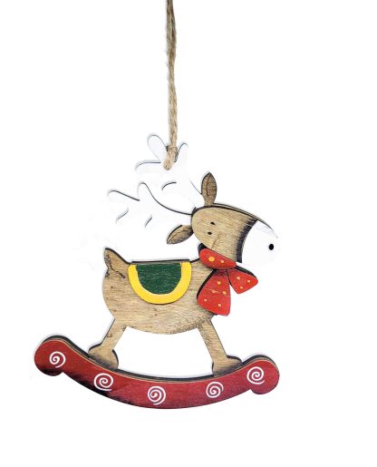 WOODEN REINDEER ON A ROCKER ORNAMENT - Image 2