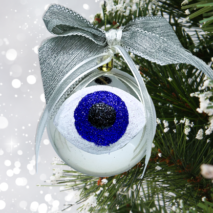EVIL EYE BAUBLE - SILVER WITH GLITTERS