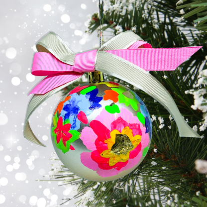 FLOWER POWER BAUBLE - GOLD WITH MULTICOLOR