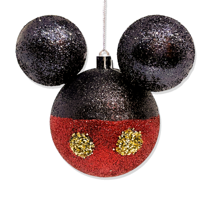 MICKEY MOUSE BAUBLE - RED & BLACK GLITTER - Image 2