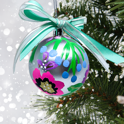 PASTEL HUES FLORAL BAUBLE - SILVER WITH MULTICOLORS