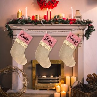 STOCKING - RED & WHITE STRIPES WITH FRILL