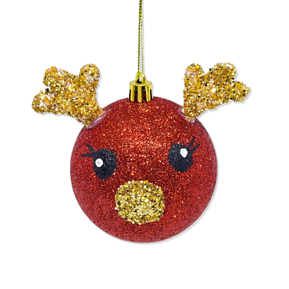 REINDEER BAUBLE - RED GLITTERS - Image 2
