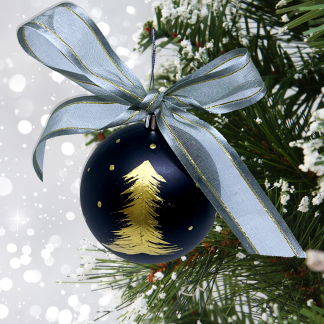STARY NIGHTS BAUBLE - BLACK AND GOLD DETAILING