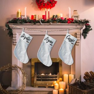STOCKING - WHITE, BLUE, BLACK CHECKS