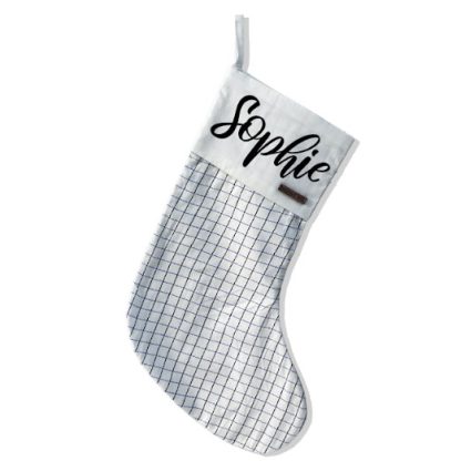 STOCKING - WHITE, BLUE, BLACK CHECKS - Image 2