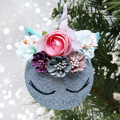 UNICORN BAUBLE - SILVER WITH HUES OF PINK