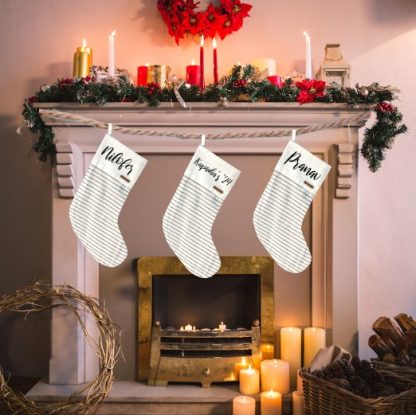 STOCKING - WHITE & BLACK STRIPES