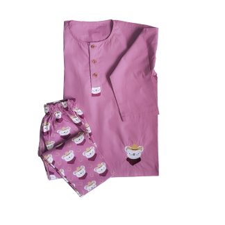 Loungewear - Mouse Mania - Round Neck - Purple (Printed Bottom & Top with Embroidery)