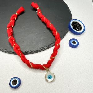 RED BRAIDED EVIL EYE - RAKHI