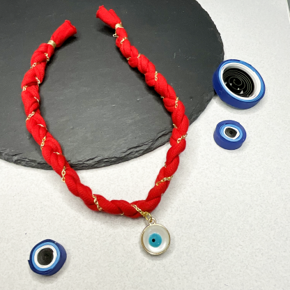 RED BRAIDED EVIL EYE - RAKHI